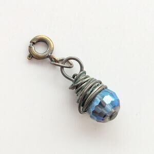 Artisan Made Wire Wrapped Faceted Sparkly Disco Ball Mini Pendant Bracelet Charm